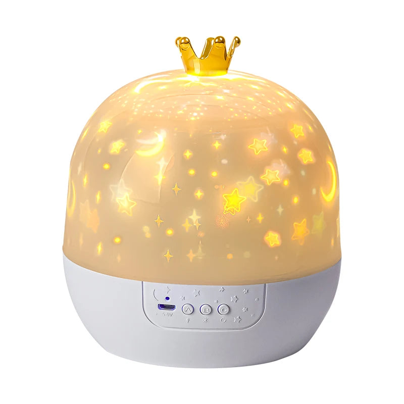 Crown Star Rotating Night Lamp - Magical Ceiling Projection for Kids' Bedrooms & Birthday Gifts