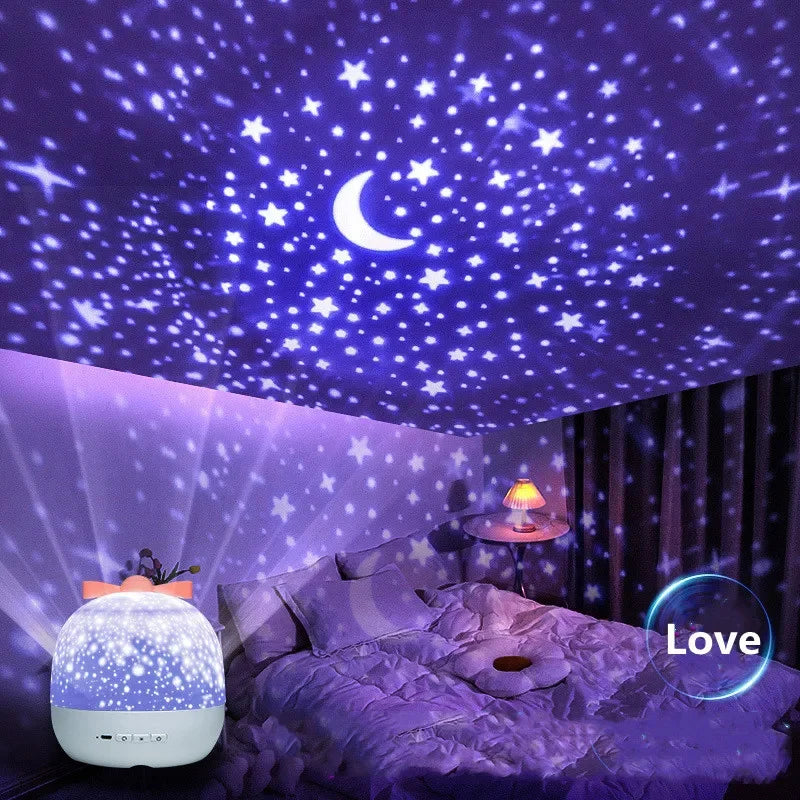 Crown Star Rotating Night Lamp - Magical Ceiling Projection for Kids' Bedrooms & Birthday Gifts