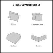 Tesla Cozy Comforter Set Jacquard Damask Medallion Design - All Season down Alternative Bedding, Shams, Bedskirt, Decorative Pillows, Queen, Silver 6 Piece