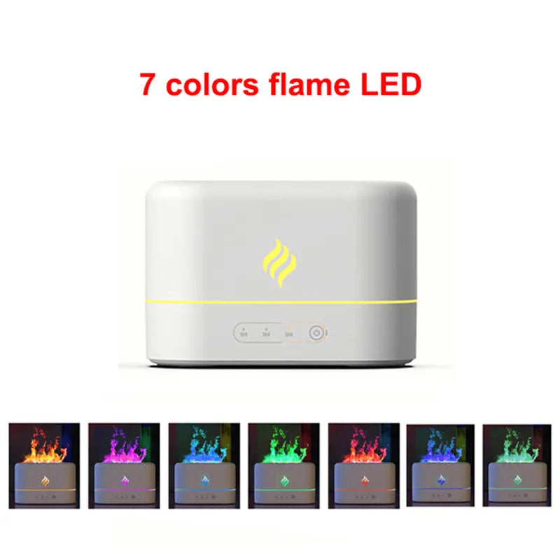 7 Colors Fire Flame Air Humidifier Cool Mist Usb Led Change Color Aroma Essential Oil Diffuser H2O Air Humidifier Room Freshener