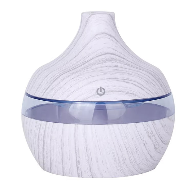 300ML USB Air Humidifier Electric Aroma Diffuser Mist Wood Grain Oil Diffuser for Car Office Home Have 7 LED Light Humidifiers