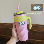 860ML Coffee Cup Outdoor Thermo Water Bottle with Straw Stainless Steel Tumbler Car Thermal Mug Keeps Cold and Heat Vacuum Flask