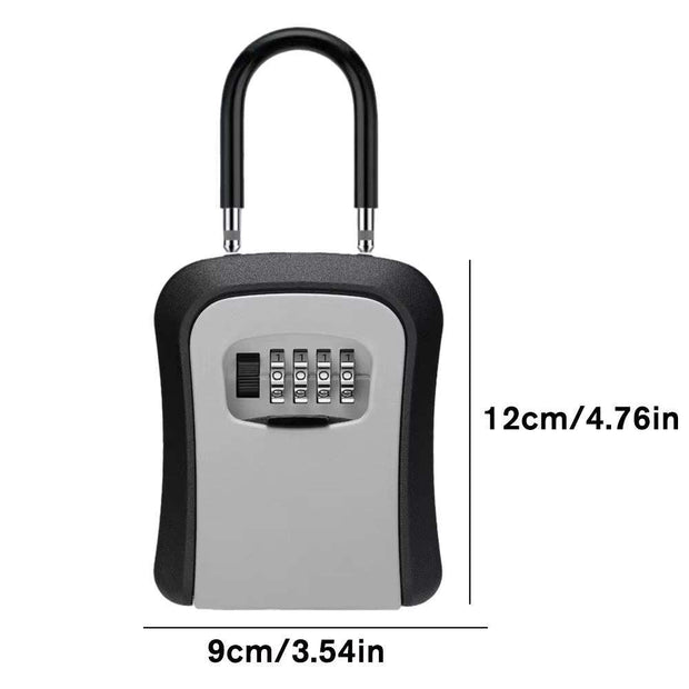 4-Digit Key Lock Box Portable Combination Lockbox Wall-Mounted Key Storage Box Resettable Code Safe Security Lock Box for Home