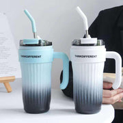 860ML Coffee Cup Outdoor Thermo Water Bottle with Straw Stainless Steel Tumbler Car Thermal Mug Keeps Cold and Heat Vacuum Flask