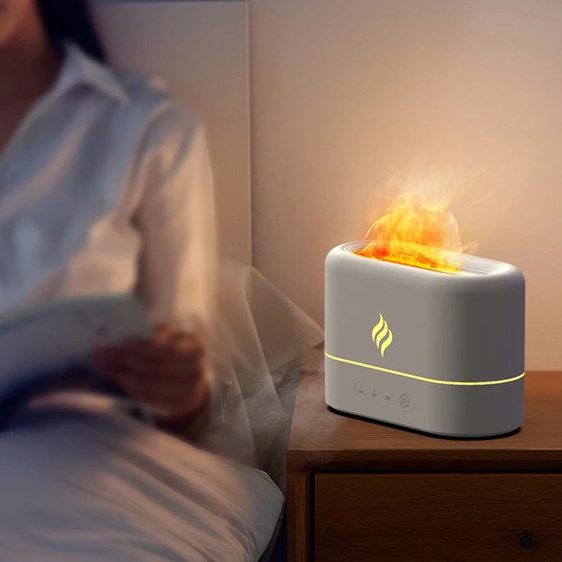 7 Colors Fire Flame Air Humidifier Cool Mist Usb Led Change Color Aroma Essential Oil Diffuser H2O Air Humidifier Room Freshener