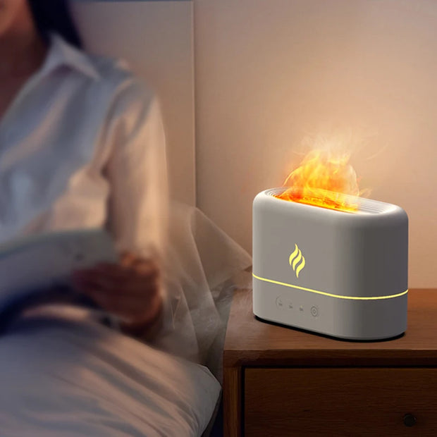 7 Colors Fire Flame Air Humidifier Cool Mist Usb Led Change Color Aroma Essential Oil Diffuser H2O Air Humidifier Room Freshener