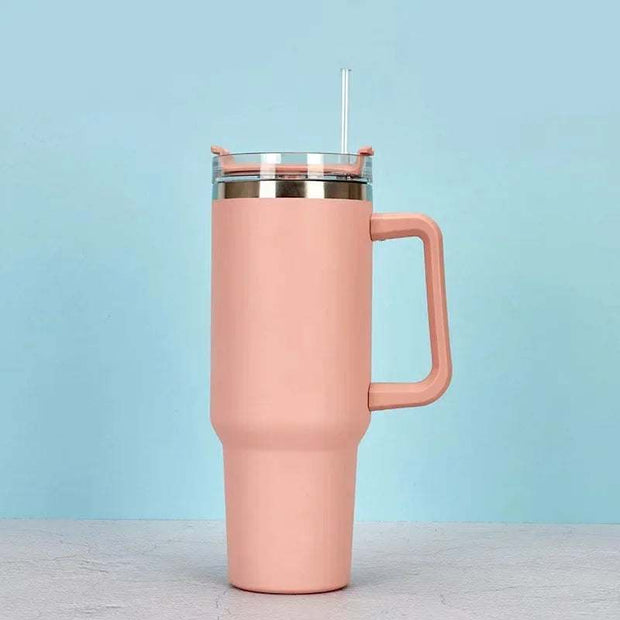 1200ML 304 Stainless Steel Insulated Water Bottle,Thermal Coffee Car Cup, Cold Hot Mugs Vacuum Flask with Handle Straw,For Sport