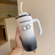 860ML Coffee Cup Outdoor Thermo Water Bottle with Straw Stainless Steel Tumbler Car Thermal Mug Keeps Cold and Heat Vacuum Flask