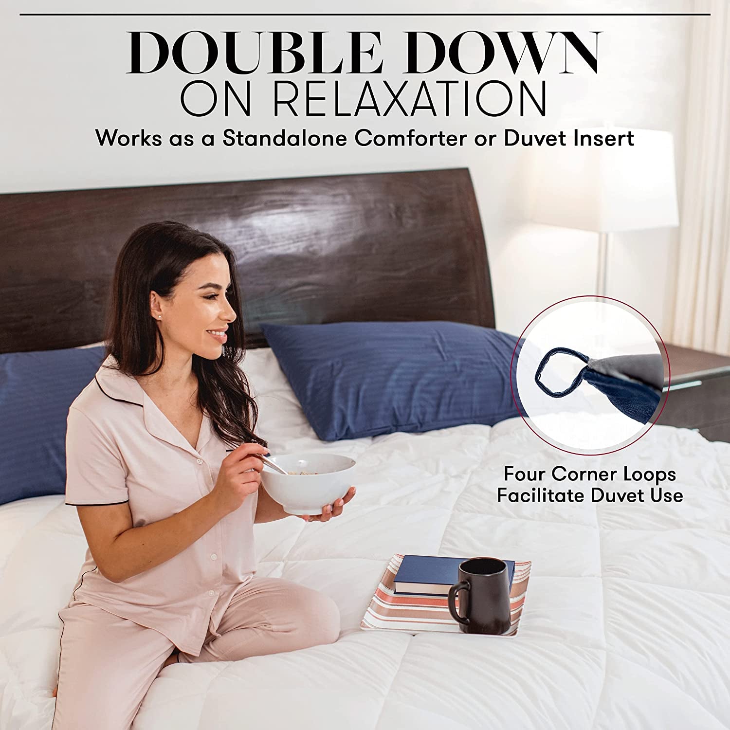 Goose down Alternative Reversible Comforter - All Season - Premium Quality Luxury Hypoallergenic Comforter - Full/Queen - Grey/Black