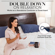 Goose down Alternative Reversible Comforter - All Season - Premium Quality Luxury Hypoallergenic Comforter - Full/Queen - Grey/Black