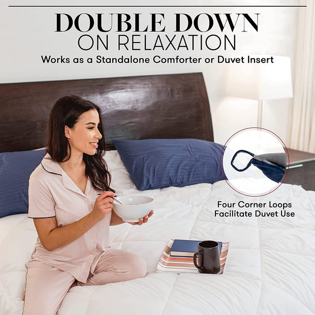 Goose down Alternative Reversible Comforter - All Season - Premium Quality Luxury Hypoallergenic Comforter - Full/Queen - Grey/Black