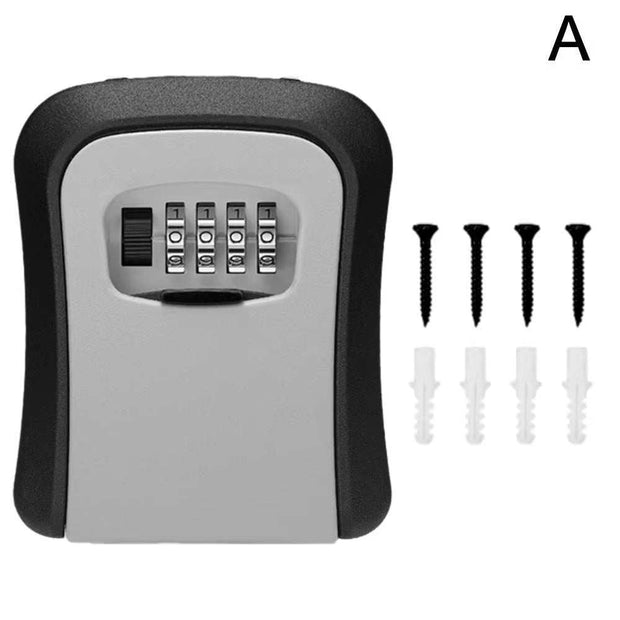 4-Digit Key Lock Box Portable Combination Lockbox Wall-Mounted Key Storage Box Resettable Code Safe Security Lock Box for Home