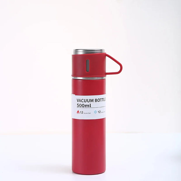 500ML Stainless Steel Vacuum Flask Gift Set Office Business Style Thermos Bottle Outdoor Hot Water Thermal Insulation Couple Cup