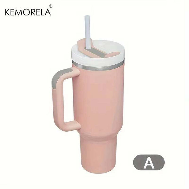 1200ML 304 Stainless Steel Insulated Water Bottle Thermal Coffee Car Cup Cold Hot Mugs Vacuum Flask with Handle Straw for Sport