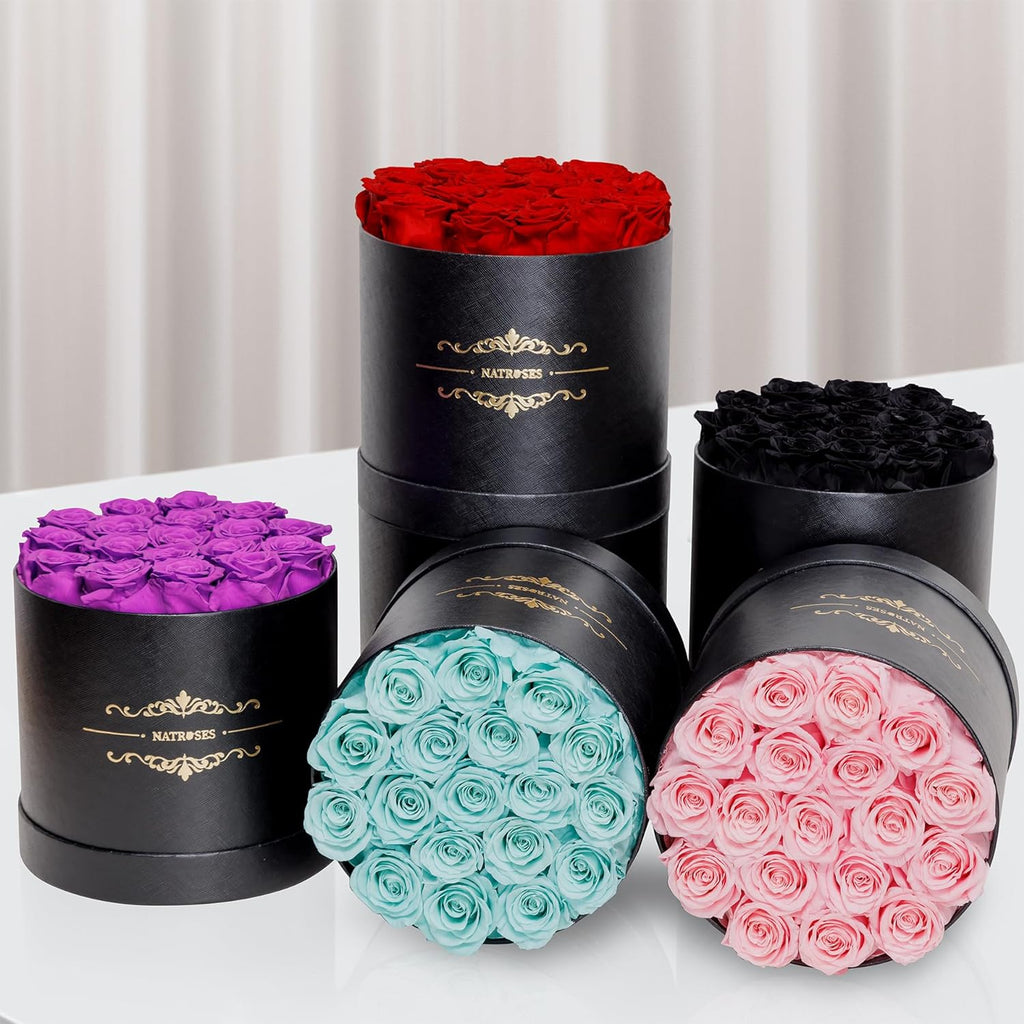 Handmade Preserved Black Roses, 18 Selected Rosebuds, Long Lasting for Her