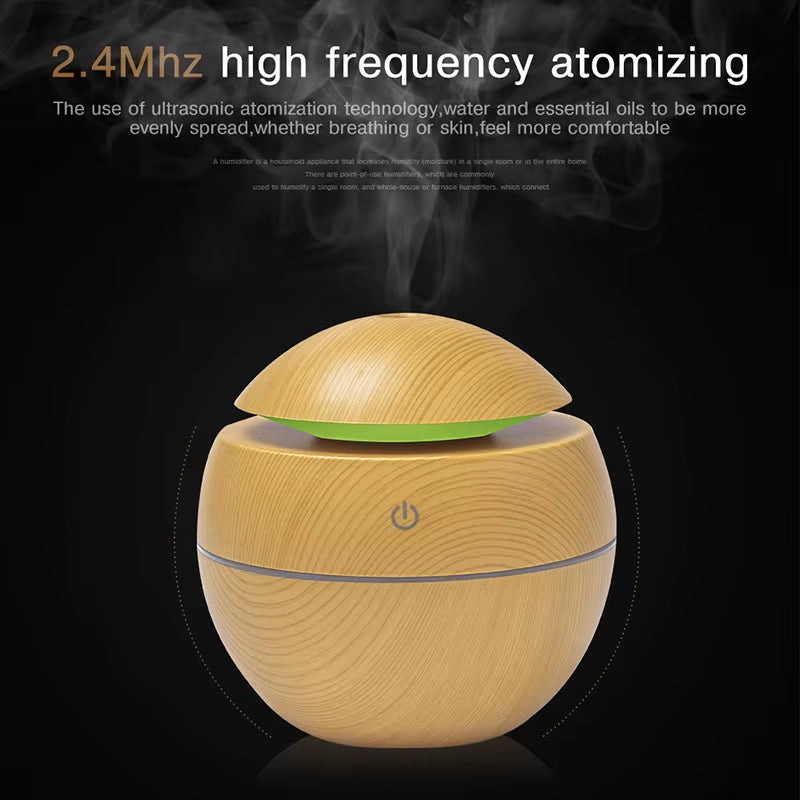 Humidifier Electric Air Aroma Diffuser Wood Ultrasonic Air Humidifier Essential Oil Aromatherapy Cool Mist Maker for Bedroom