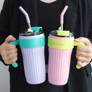 860ML Coffee Cup Outdoor Thermo Water Bottle with Straw Stainless Steel Tumbler Car Thermal Mug Keeps Cold and Heat Vacuum Flask