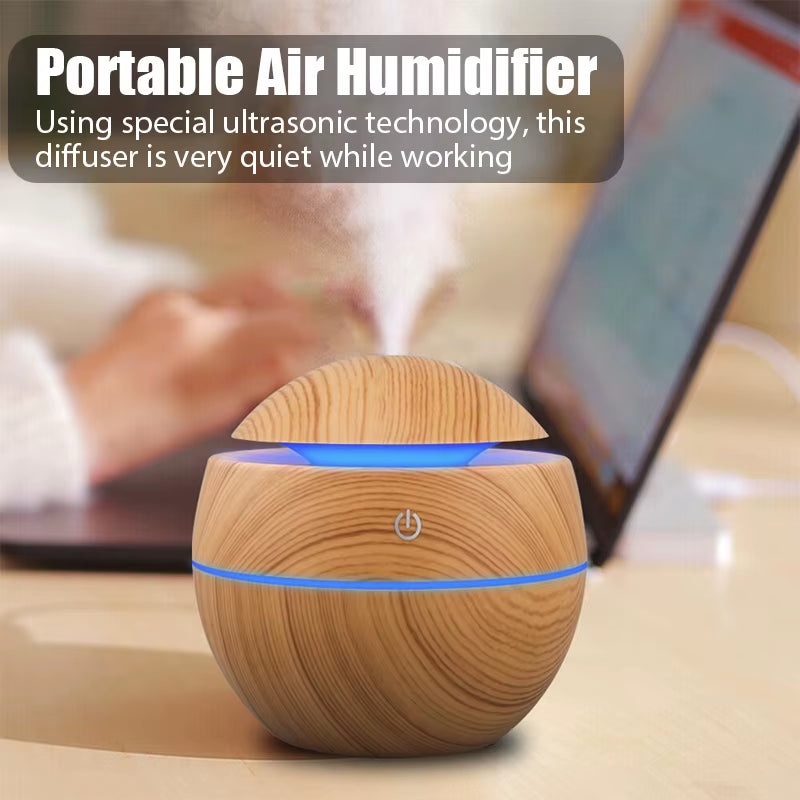 Humidifier Electric Air Aroma Diffuser Wood Ultrasonic Air Humidifier Essential Oil Aromatherapy Cool Mist Maker for Bedroom