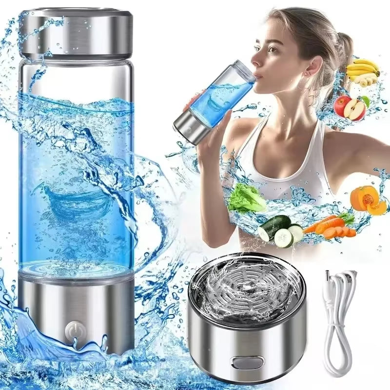 Hydrogen-Rich Water Cup Electric Hydrogen Rich Water Generator Bottle Titanium Quality Filter Portable Antioxidant Lonizer 420Ml