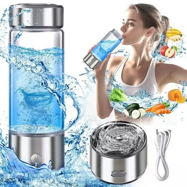Hydrogen-Rich Water Cup Electric Hydrogen Rich Water Generator Bottle Titanium Quality Filter Portable Antioxidant Lonizer 420Ml