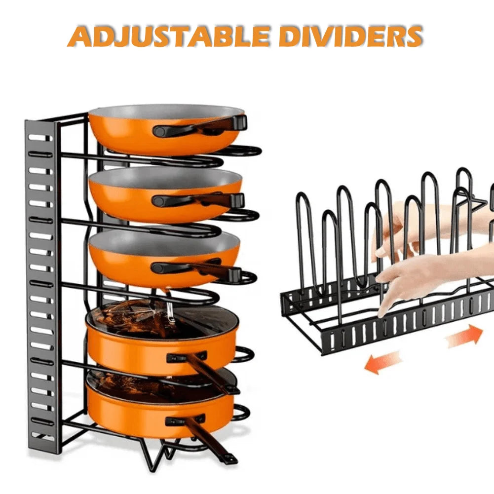 Pot Storage Rack 8-Layer POTS and Pans Storage Box Kitchen Cabinet Storage Metal Rack,For Christmas
