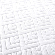 Quilt Set Full/Queen Size White 3 Piece,Lightweight Soft Coverlet Squares Pattern Bedspread Set for All Seasons(1 Quilt,2 Pillow Shams)