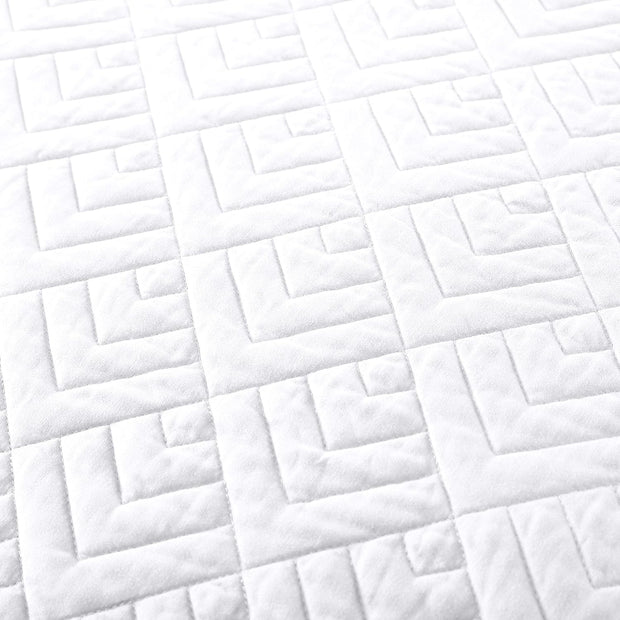 Quilt Set Full/Queen Size White 3 Piece,Lightweight Soft Coverlet Squares Pattern Bedspread Set for All Seasons(1 Quilt,2 Pillow Shams)
