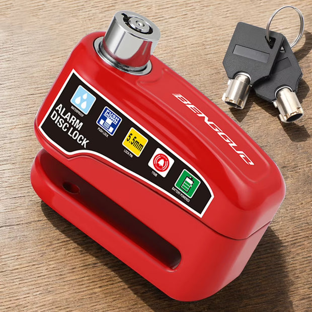 Bicycle Alarm Disc Brake Electric Lock with Keys Motorcycle Alarm Brake Rotor Padlock Aluminum Alloy Motorcycle Bike Accessories