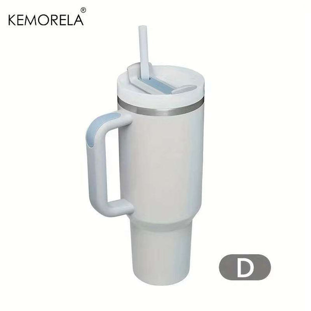 1200ML 304 Stainless Steel Insulated Water Bottle Thermal Coffee Car Cup Cold Hot Mugs Vacuum Flask with Handle Straw for Sport