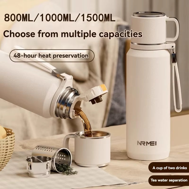 1.5L Thermos Water Bottle Stainless Steels Vacuum Flask Hot Coffee Tea Water Heat Preservation Bottles Cold Tumbler Drinkware