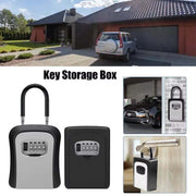 4-Digit Key Lock Box Portable Combination Lockbox Wall-Mounted Key Storage Box Resettable Code Safe Security Lock Box for Home