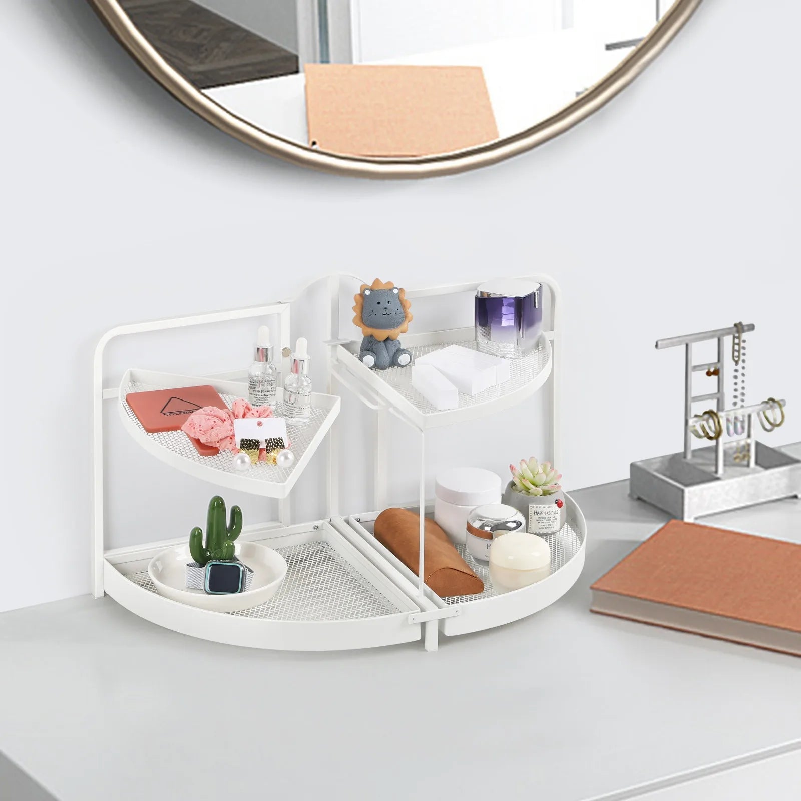 Cabinet Storage Rack, 2-Story Rotating Kitchen Countertop Storage Rack, Makeup Cabinet, Bathroom Countertop Storage Rack
