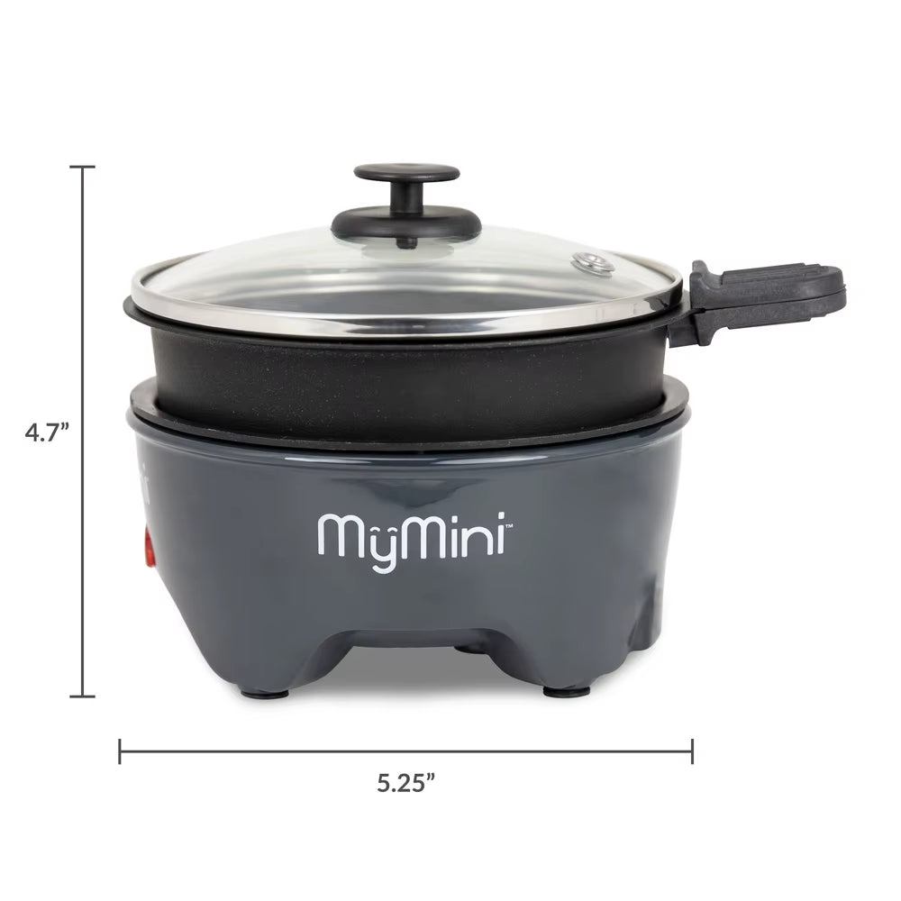 5 Inch Electric Noodle Cooker Skillet Hot Pot Compact Lightweight Non-Stick Cooking Surface Cool Touch Handles Ideal Small