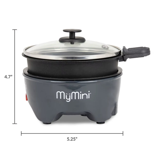 5 Inch Electric Noodle Cooker Skillet Hot Pot Compact Lightweight Non-Stick Cooking Surface Cool Touch Handles Ideal Small