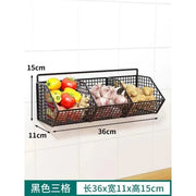 Wall-Mounted Kitchen Storage Basket Perforation-Free Iron Partition Storage Rack for Kitchen Ingredients Sorting Storage Basket
