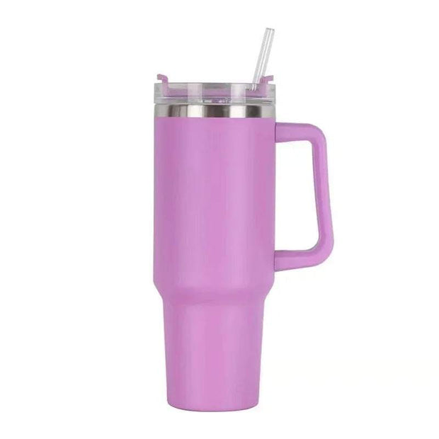 1200ML 304 Stainless Steel Insulated Water Bottle,Thermal Coffee Car Cup, Cold Hot Mugs Vacuum Flask with Handle Straw,For Sport